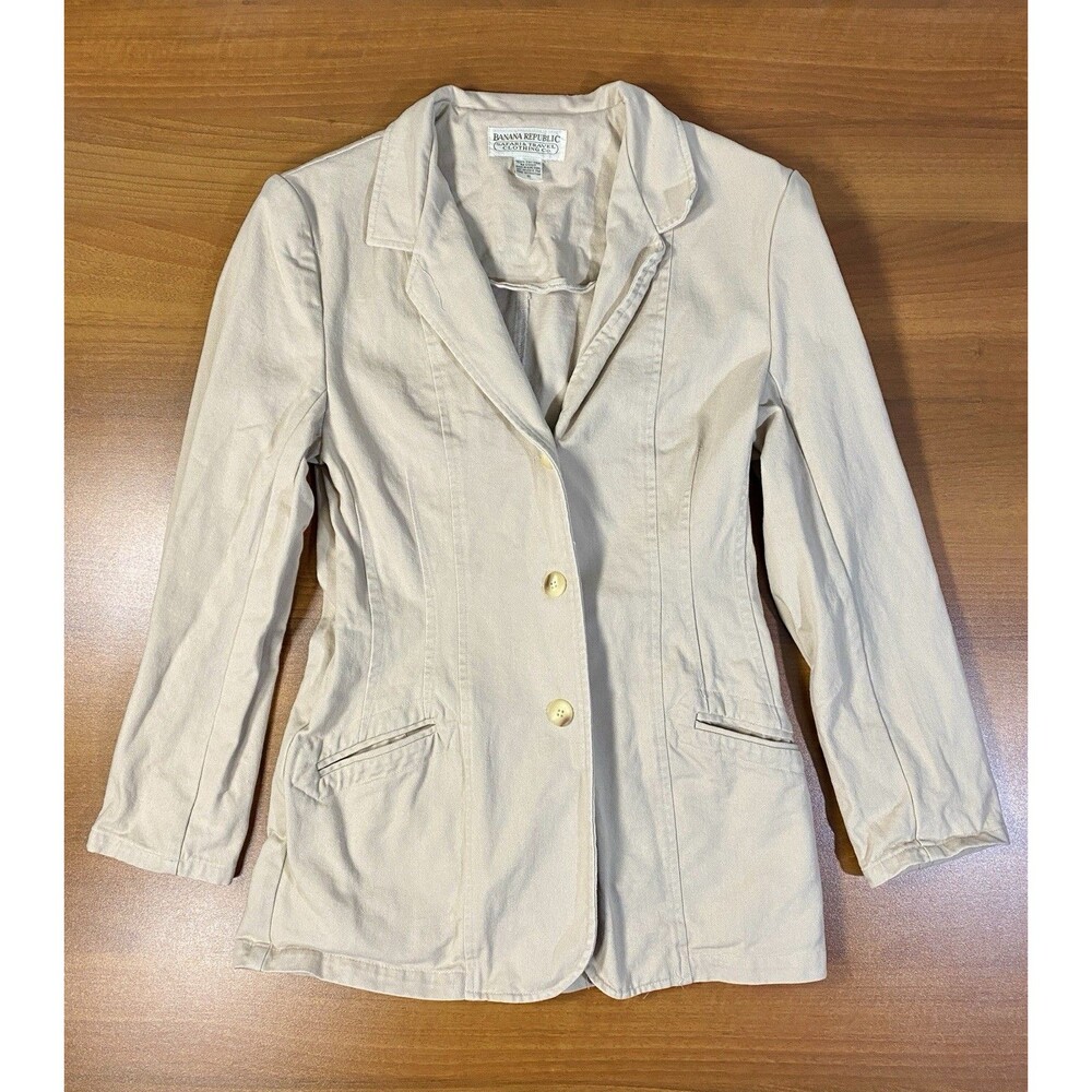 Vtg Banana Republic Safari And Travel Clothing Co Blazer Jacket Women’s S Beige